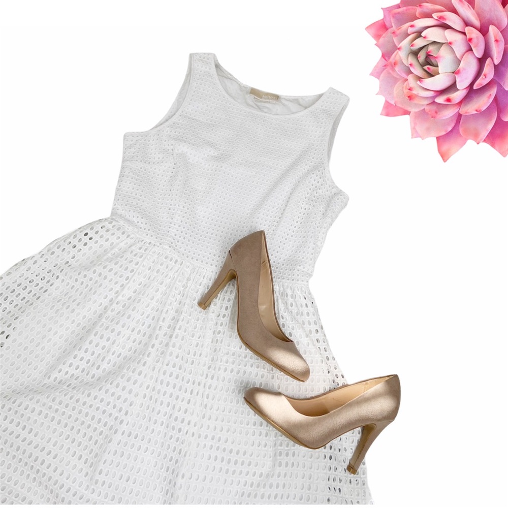 Michael Kors | Sleeveless Cotton Eyelet White Dress Size 2 Petite